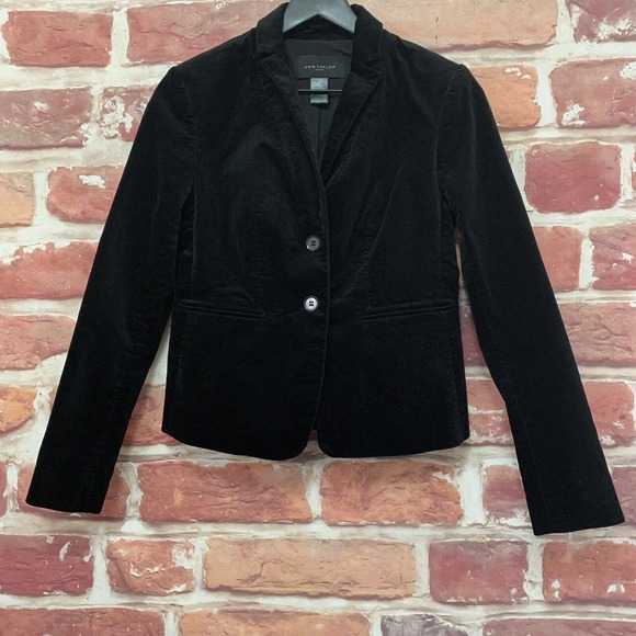 Ann Taylor Jackets & Blazers - Ann Taylor Jacket Women's Size 0 Black Velvet Velour Button Front Blazer